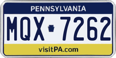 PA license plate MQX7262
