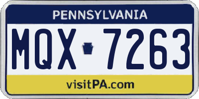 PA license plate MQX7263