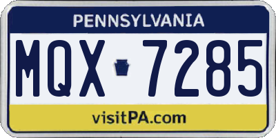 PA license plate MQX7285