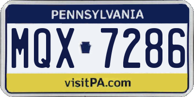 PA license plate MQX7286