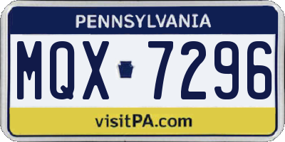 PA license plate MQX7296