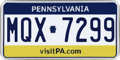 PA license plate MQX7299
