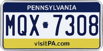 PA license plate MQX7308