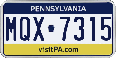 PA license plate MQX7315