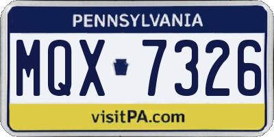 PA license plate MQX7326