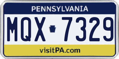 PA license plate MQX7329