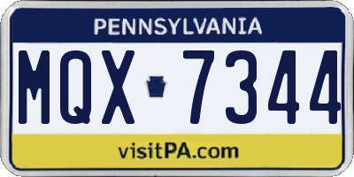PA license plate MQX7344