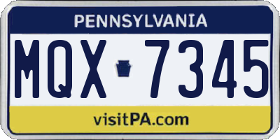 PA license plate MQX7345