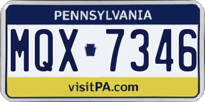 PA license plate MQX7346
