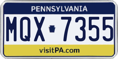 PA license plate MQX7355