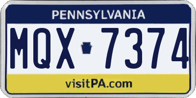 PA license plate MQX7374