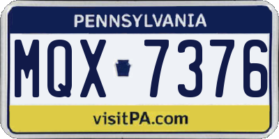 PA license plate MQX7376