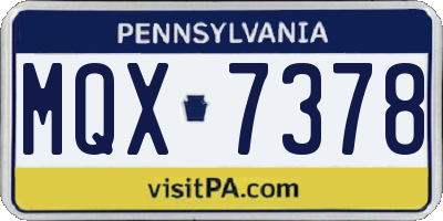 PA license plate MQX7378