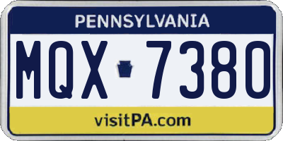 PA license plate MQX7380