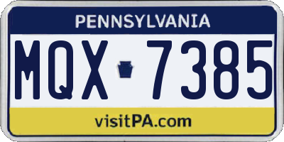 PA license plate MQX7385