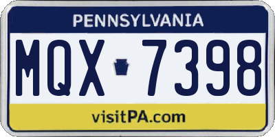 PA license plate MQX7398