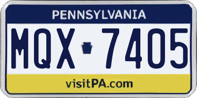 PA license plate MQX7405