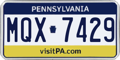 PA license plate MQX7429