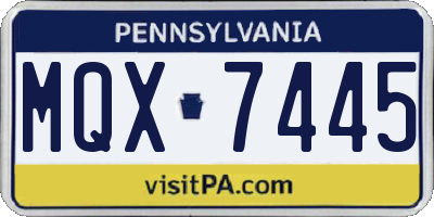 PA license plate MQX7445