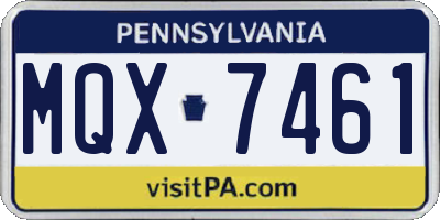PA license plate MQX7461