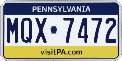 PA license plate MQX7472