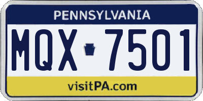 PA license plate MQX7501