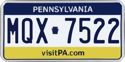 PA license plate MQX7522
