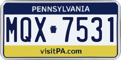 PA license plate MQX7531