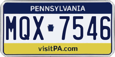 PA license plate MQX7546