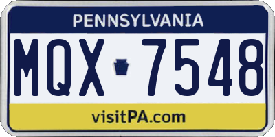PA license plate MQX7548