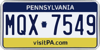 PA license plate MQX7549