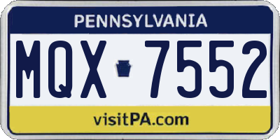 PA license plate MQX7552