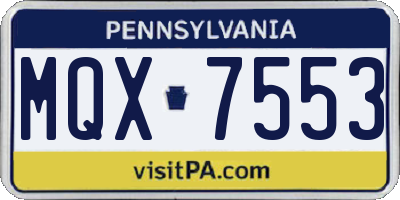 PA license plate MQX7553