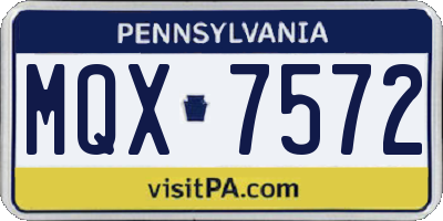 PA license plate MQX7572