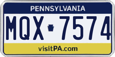 PA license plate MQX7574
