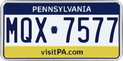 PA license plate MQX7577