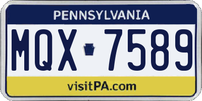 PA license plate MQX7589