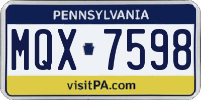 PA license plate MQX7598