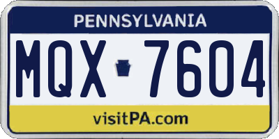 PA license plate MQX7604