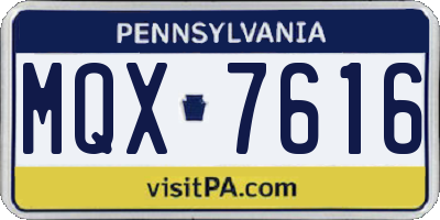 PA license plate MQX7616