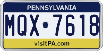 PA license plate MQX7618