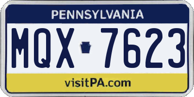 PA license plate MQX7623