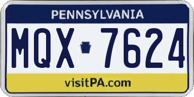 PA license plate MQX7624