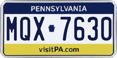 PA license plate MQX7630