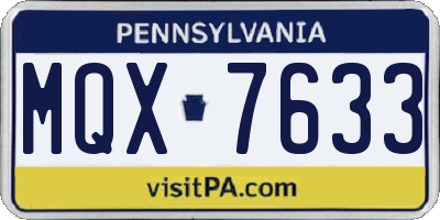 PA license plate MQX7633