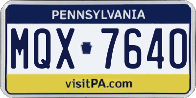 PA license plate MQX7640