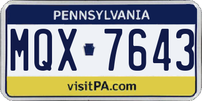 PA license plate MQX7643