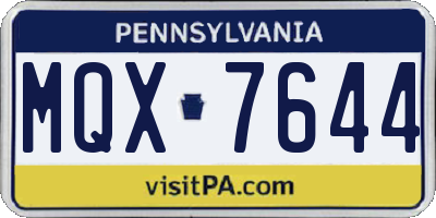 PA license plate MQX7644