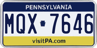 PA license plate MQX7646