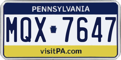 PA license plate MQX7647